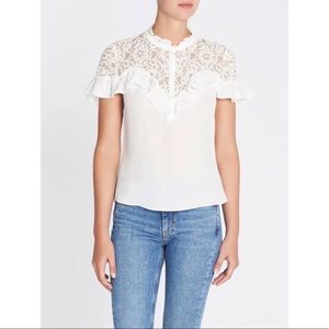 REBECCA TAYLOR Silk & Lace Blouse